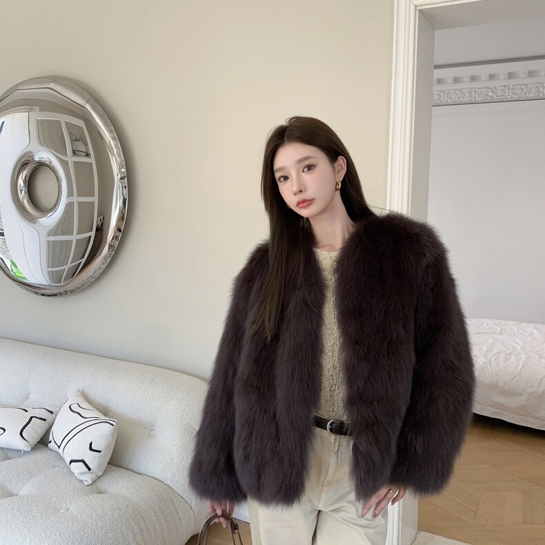 Autumn and Winter Faux Fox Fur Eco-friendly Fur Coat Chanel Style Thickened Warm Fashionable Young Elegant Coat