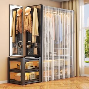 Clothes Rack Floor-Standing Bedroom Multi-Layer Coat Storage Rack Household Kidsren's Wardrobe Wardrobe Storage Rack Open Simple