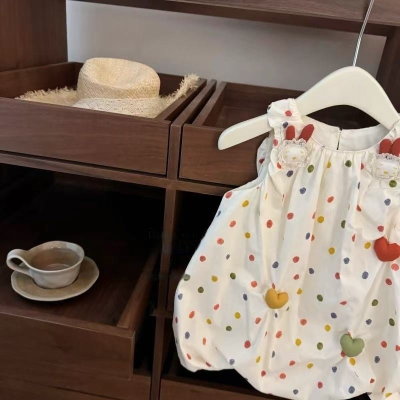 [Limón salado siete] ¡Azúcar arcoíris! Bebé femenino estilo occidental lindo conejo tridimensional amor capullo vestido de princesa falda de chaleco