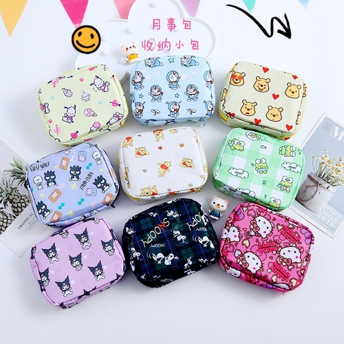 New cartoon menstrual bag portable student sanitary napkin large capacity storage bag small items portable waterproof small bag