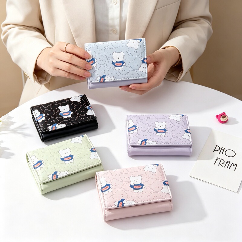 Daini Korean-Style Fresh and Cute Cartoon Bear Print Small 70% off Student Mini Compact Thin Wallet Special Offer Daini Korean-Style Fresh and Cute Cartoon Bear Print Small 70% off Student Mini Compact Thin Wallet Special Offer