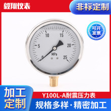 供应Y100 P-BD压力表 不锈钢压力表 油压水压气压液压耐震压力表
