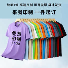 纯棉t恤定制logo圆领短袖公司文化衫班服印图案透气抗紫外线