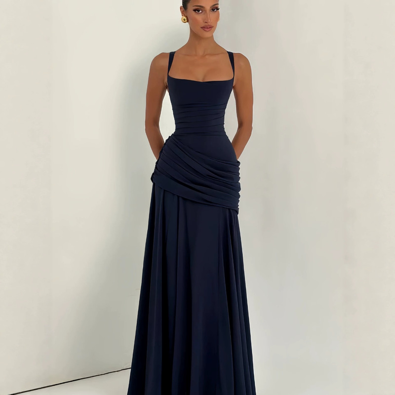 European and American Style Sexy Spaghetti Strap Dress, Waist-Cinching Slimming Long Dress, Aliexpress Date Birthday Party Banquet Dress European and American Style Sexy Spaghetti Strap Dress, Waist-Cinching Slimming Long Dress, Aliexpress Date Birthday Party Banquet Dress