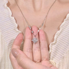 正宗幸运雪花项链女生925纯银小众设计轻奢高级感生日礼物送女友.