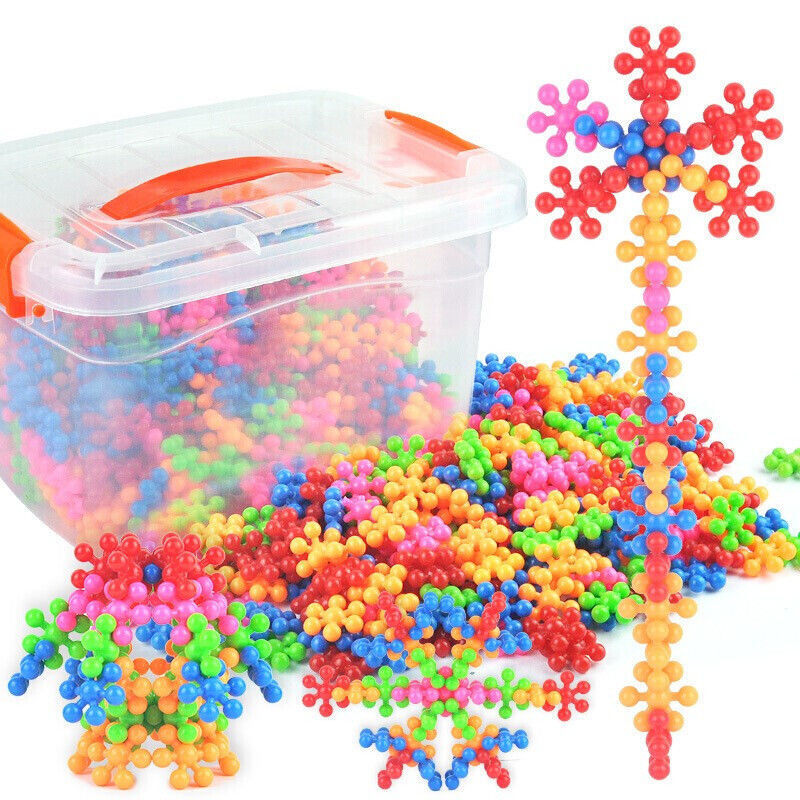 Plum Blossom Building Blocks 3D Rotating Snowflake Slices 3D Splicing Plastic Assembly 3-8 Year Old Kindergarten Children's Puzzle Toys