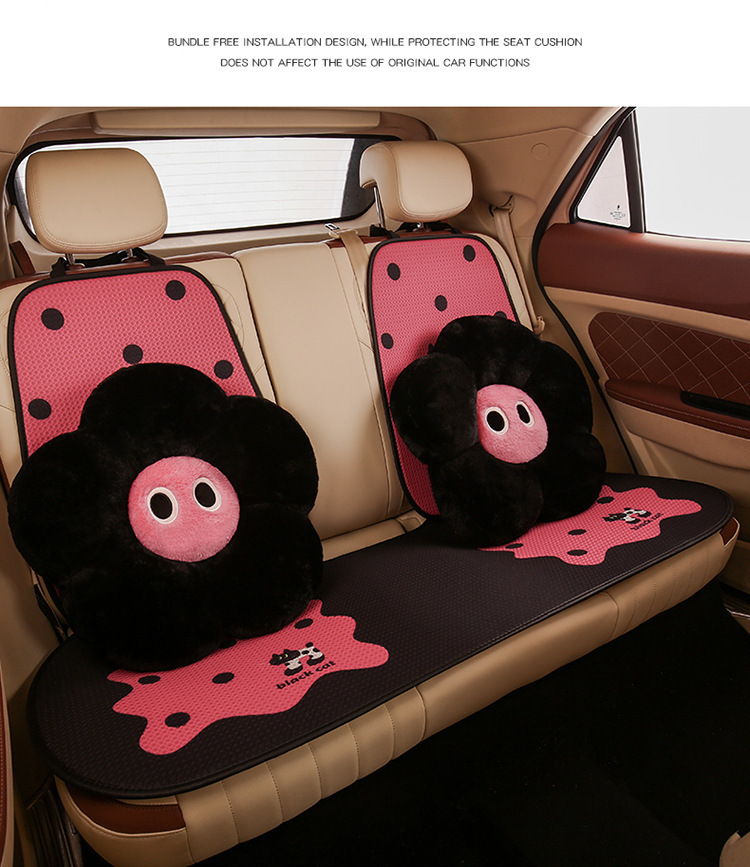 Car Cushion Four Seasons Universal Breathable Summer Cartoon Small Man Waist Main Driver Women's Half Bag Seat Cushion Cover Seat Cushion Ventilated