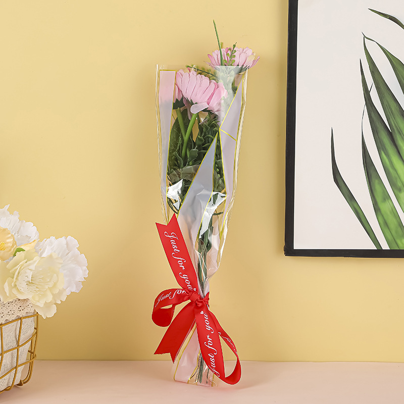 Bolsa de embalaje de flores, bolsa individual de rosas, tienda de flores, bolsa de embalaje de ramo transparente diy, bolsa de ramo opp impermeable de alta gama