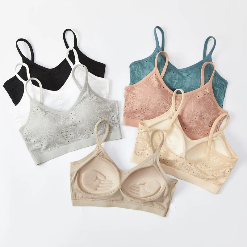 Красивое нижнее белье для девочек, Спортивное Жилет без оправы для учащихся средней школы, бюстгальтер, цельный нагрудный накидка, женский