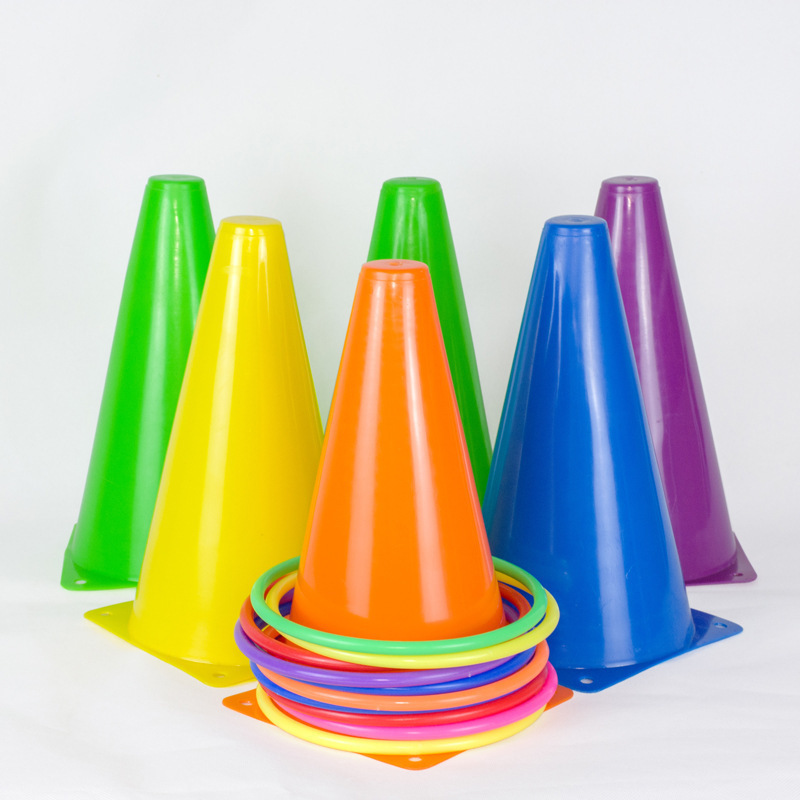 Colorful Plastic Logo Bucket Wholesale Outdoor Sports Training Equipment Plastic Throwing Ring Football Training Obstacle Bucket