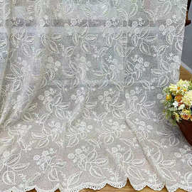 3D立体订花大花毛毛底部浮花棉线网布精品蕾丝提花女装刺绣面料