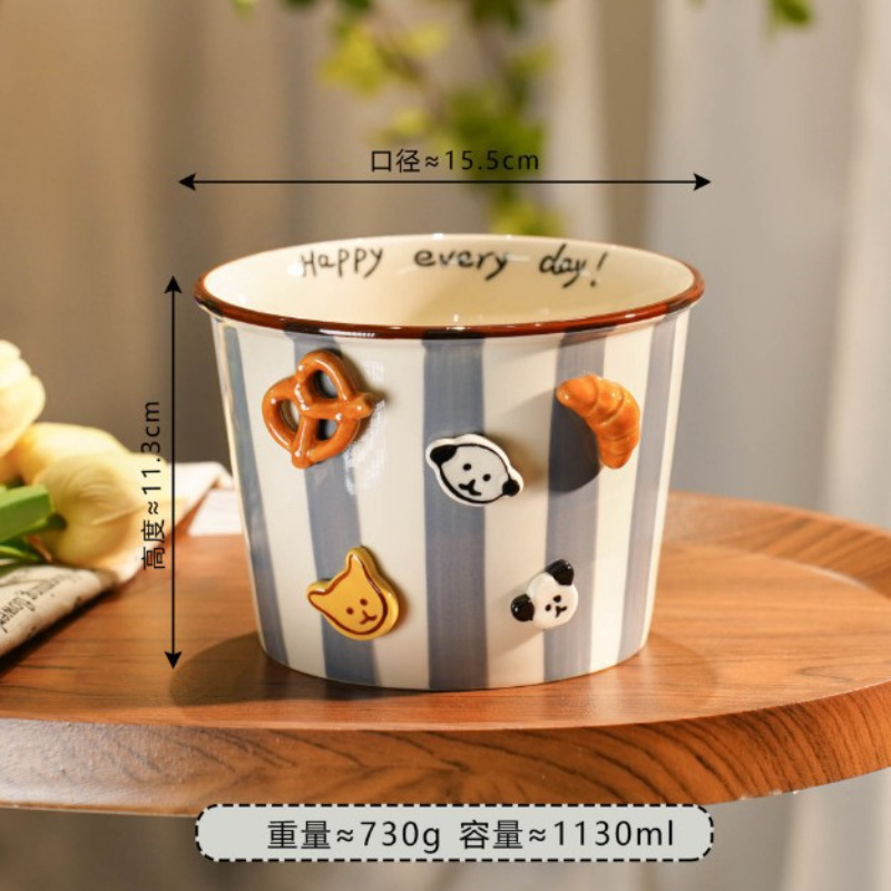 新款ins简约高颜值纽扣小狗全家桶系列泡面碗水果碗6.5寸小食碗|undefined