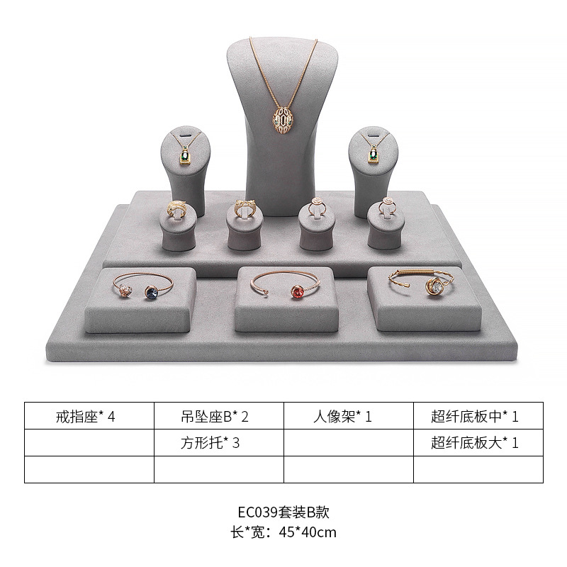 Hongtai Luz de lujo exhibición de la joyería de microfibra anillo de rack pulsera pendientes collar Almacenamiento de rack de la joyería de la decoración de la ventana rack