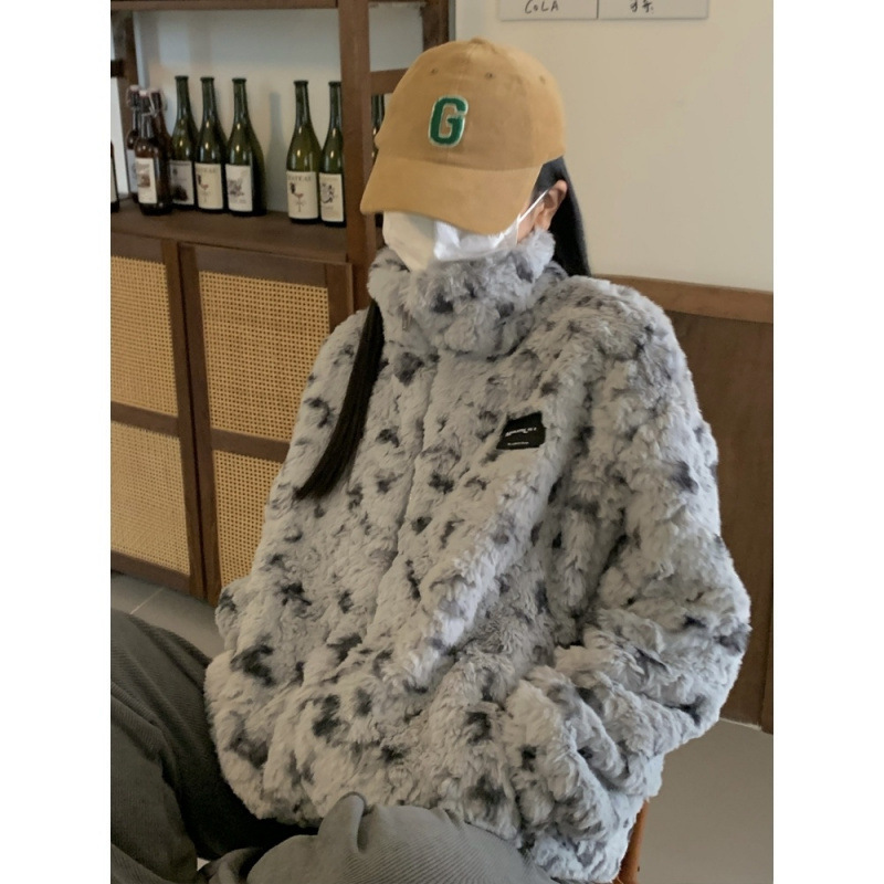 羊羔毛外套女冬加厚仿兔毛皮复古软糯潮牌棉服高级感毛绒绒上衣|undefined