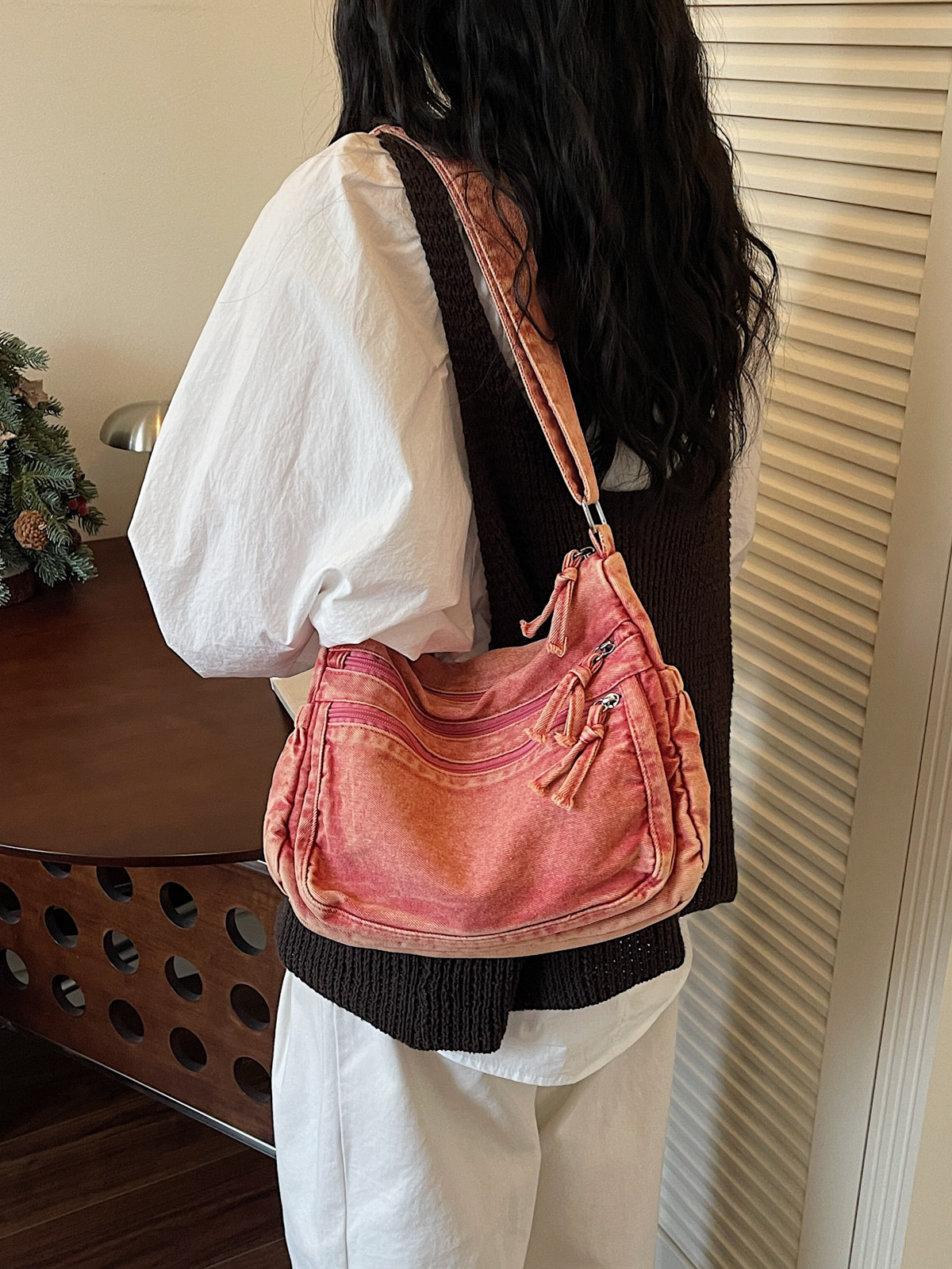 Hacer viejo bolso de lavado con agua para mujeres 2026 nuevo estilo de moda bolso de hombro de bolso retrógrado bolso de viaje image 3