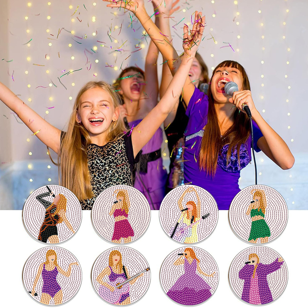 Conjunto de 8 piezas de acrílico con pintura de diamantes Kit de arte con soporte para decoración de fiesta en casa