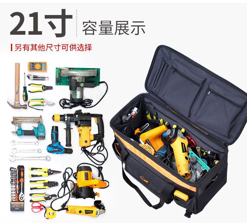 Large Multifunctional Artist's Tool Bag for Decoration and Repair, with Extra-Thick Single Shoulder Strap and Wheels, Trolley-Style Toolbox