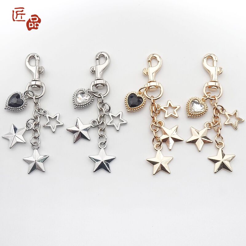 Alloy Decorative Chain Heart-Shaped Five-Pointed Star Bag Pendant Jewelry Chain Bag Making Keychain Pendant Niche Pendant