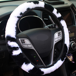 Cow pattern plush no inner ring elastic band elastic handle cover gear cover hand brake cover armrest box pad suit Amazon