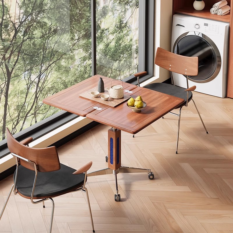 Mesa de centro elevadora de madera maciza, sofá móvil multifuncional, mesa de mesa plegable, mesa de comedor, mesa de almacenamiento lateral de cama de doble uso