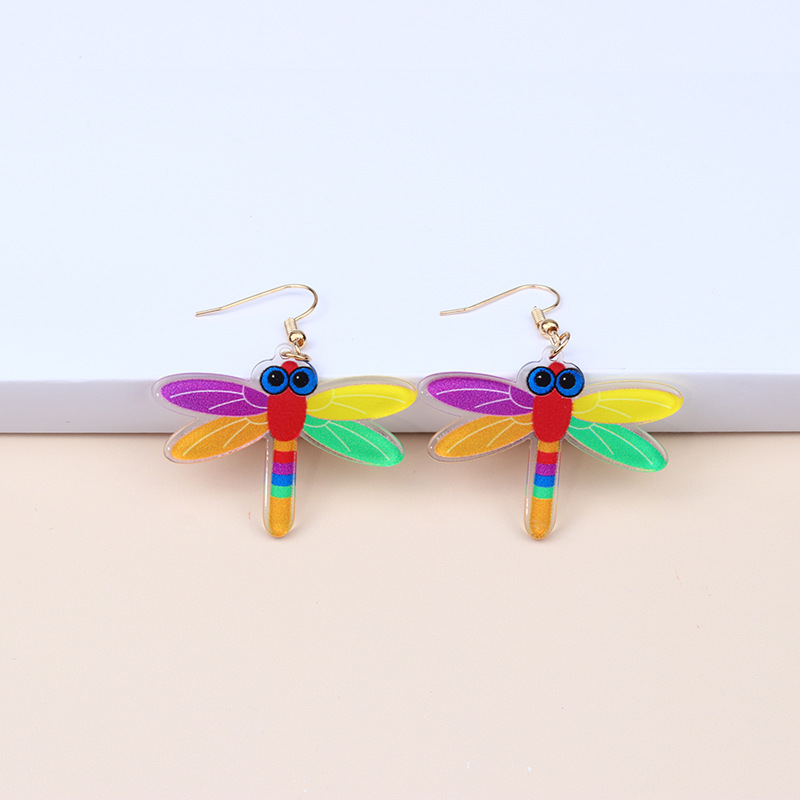 Cartoon Style Geometric Arylic Printing Drop Earrings