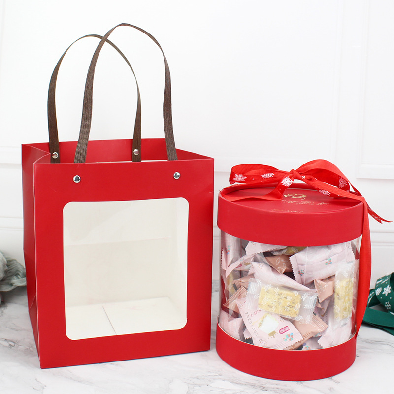 Hug new year Gift box candy Snowflake Cookies biscuit Spring Festival 2021 portable Cake box baking Packaging box