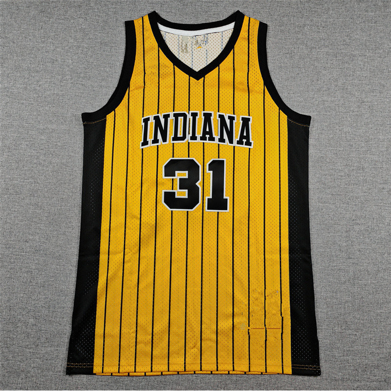 Cross-Border Wholesale Export Spot American Embroidered Jersey Pacers No. 31 Miller Retro Yellow Basketball Uniform