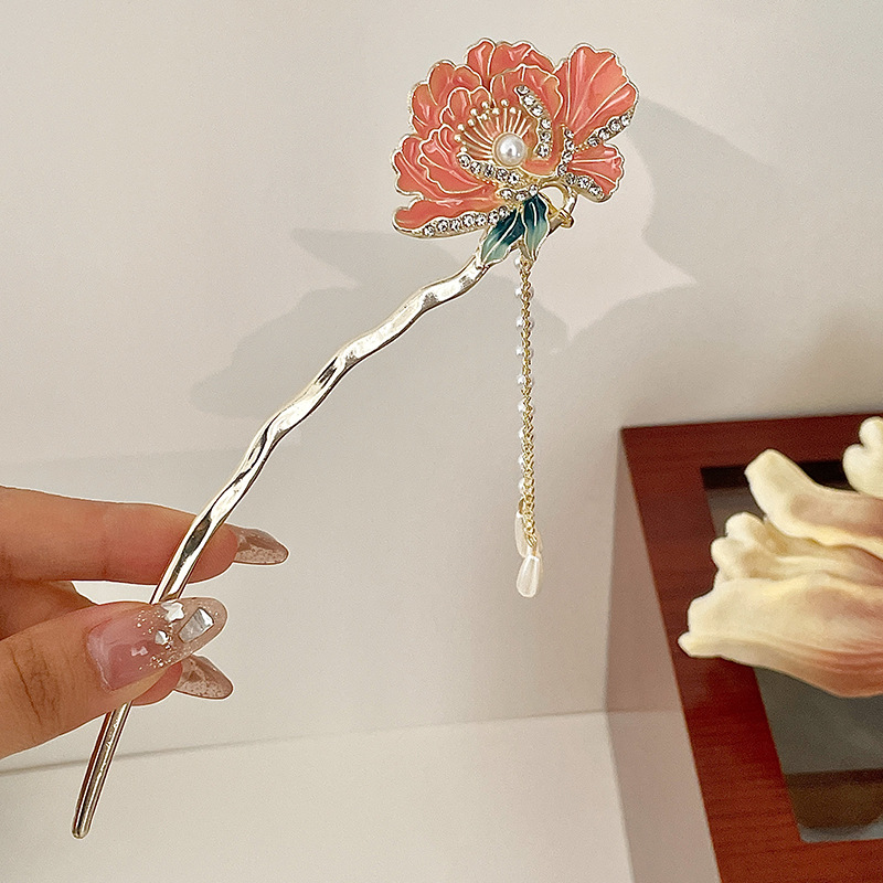 Flor antigua horquilla con flecos para mujer nueva horquilla de pelo moderno chino simple Hanfu cheongsam horquilla tocado paso a paso