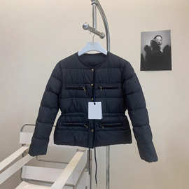 高版本高品质现货M家2025新款女士小香风气质薄款圆领羽绒服外套