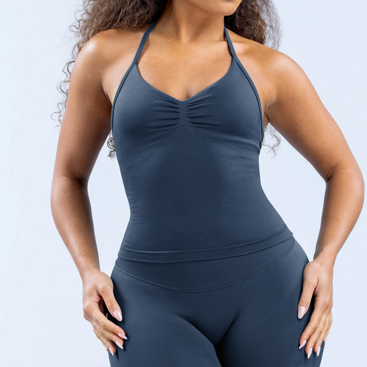 Conjunto de yoga transfronterizo europeo-americano, conjunto de mel de melocotón seco rápido, conjunto de acondicionamiento físico transpirable, conjunto de deportes al aire libre