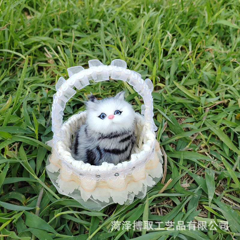 猫のレースを模倣したバスケットと呼ばれます。猫の誕生日プレゼント工芸品の置物は動物の模型レースを模倣します。|undefined