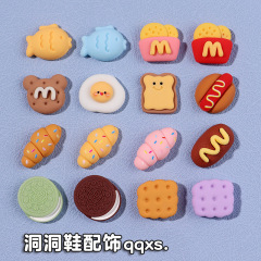 Hole Shoes Accessory Fake Food Cookies Eggs Bread DIY Shoe Clips Accessories Shoe Flowers Decorative Clips Cross-border Wholesale