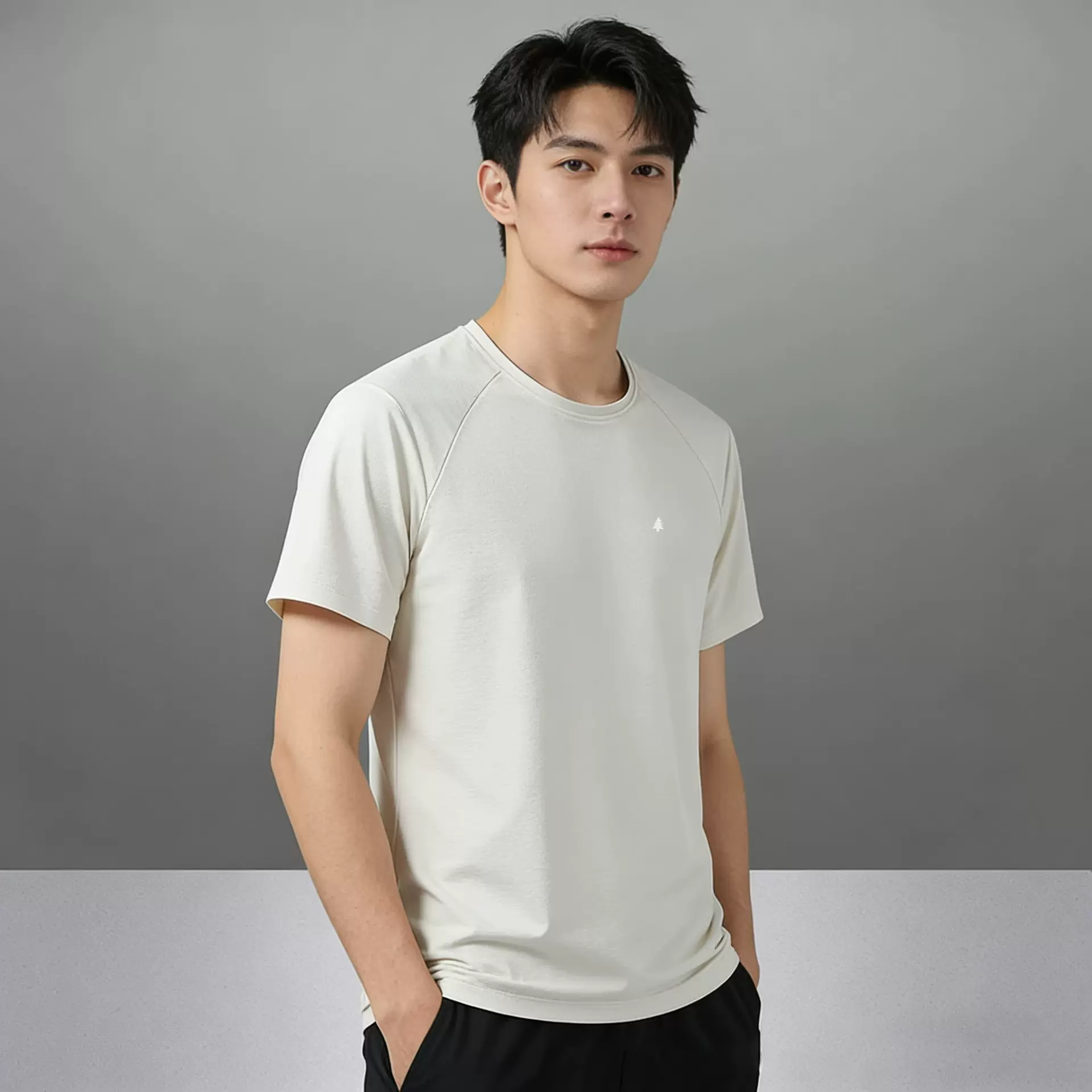 Sorona夏新款凉感抗菌索罗娜运动户外速干纯色圆领短袖T恤男速干