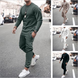 2023 spring and autumn European and American long-sleeved casual suit independent station men's solid color trendy sports suit men's in stock
