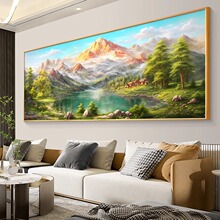 聚宝盆风景山水画客厅墙壁装饰画沙发背景墙挂画大横幅办公室壁画