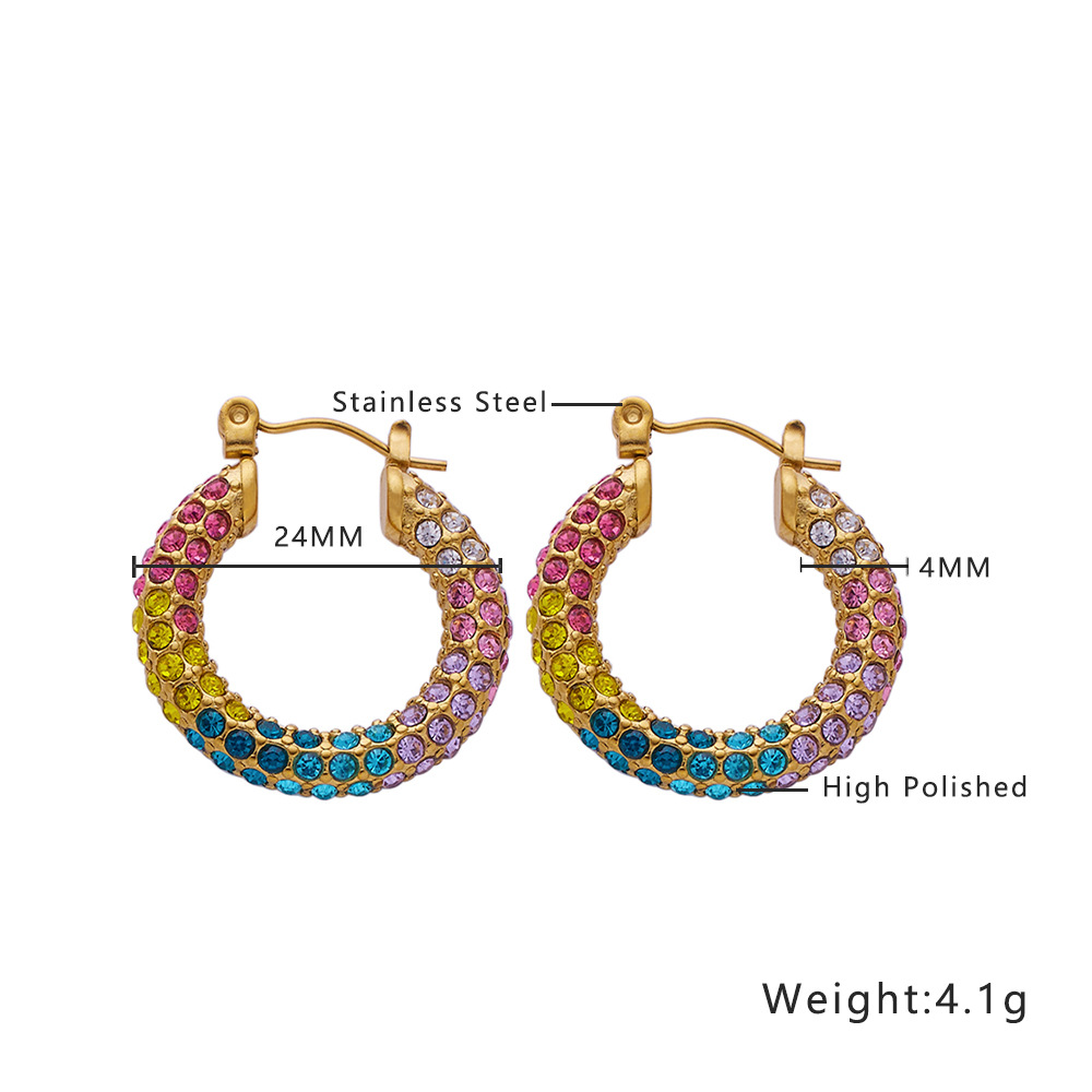 1 Pair Ig Style U Shape Plating Inlay Titanium Steel Zircon Earrings display picture 2