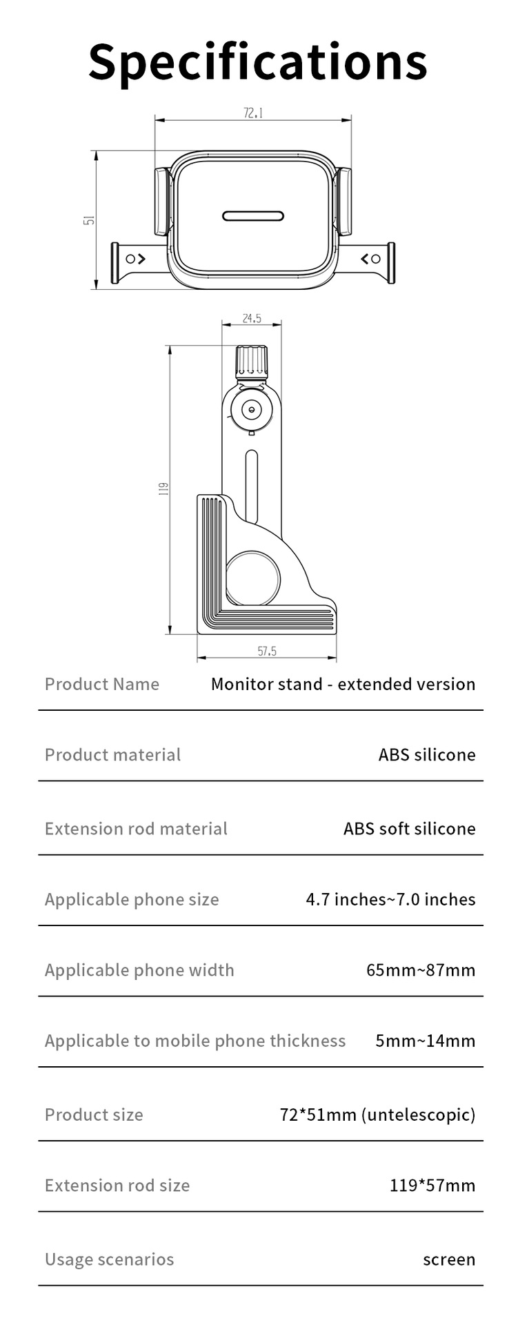 New Cross-Border Car Phone Holder with Floating Screen Navigation Base Display Screen Central Control Screen Phone Holder Navigation Device