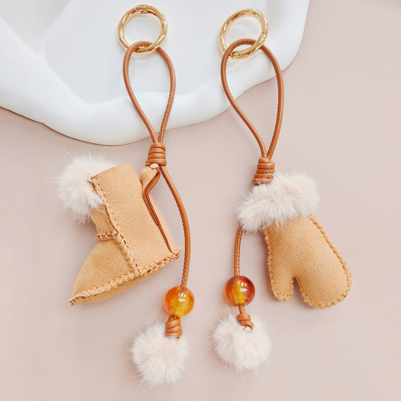 Cross-border faux mink fur boot charms, cute and exquisite glove and bag pendants, car keychains, plush pendants Cross-border faux mink fur boot charms, cute and exquisite glove and bag pendants, car keychains, plush pendants