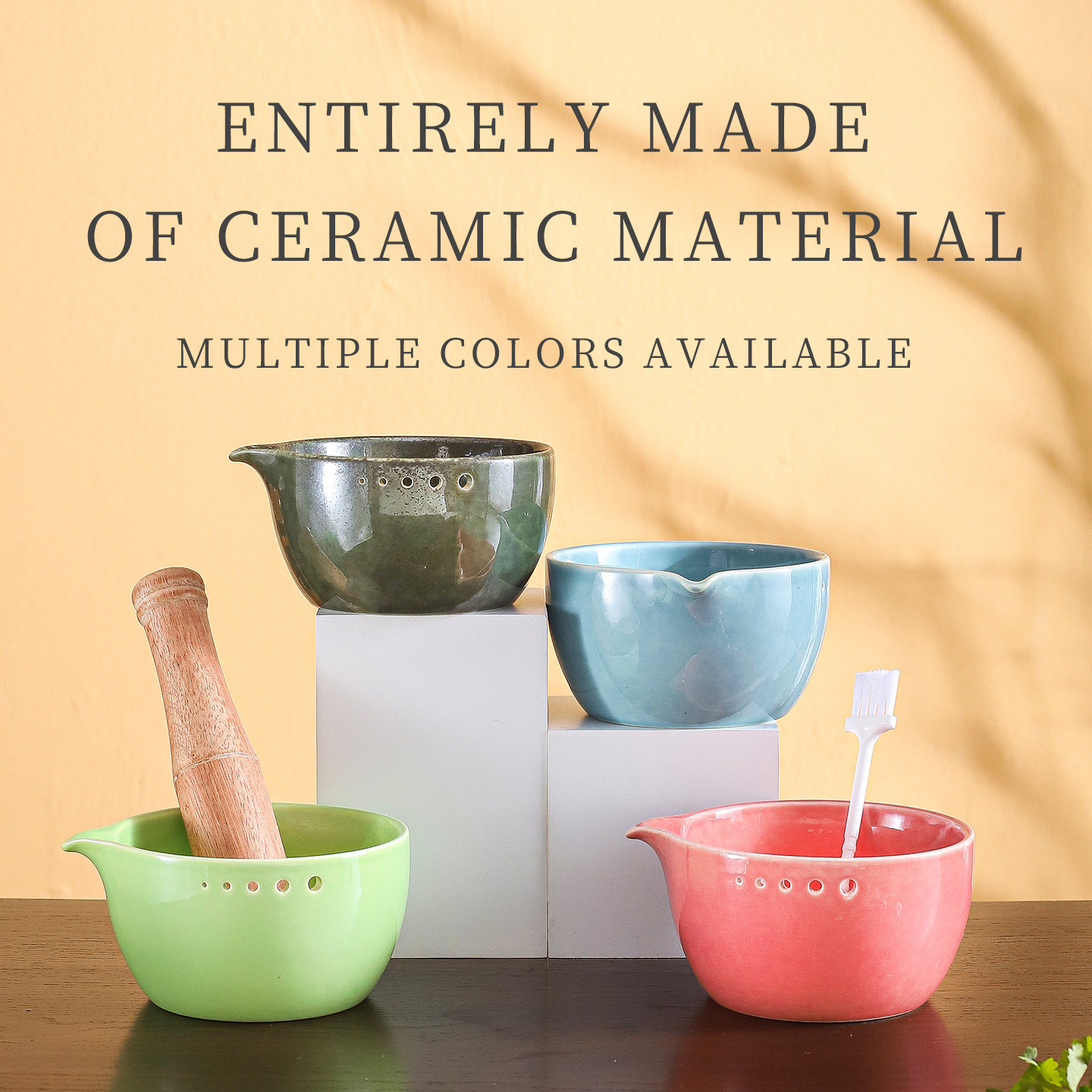 Cross-Border Ceramic Garlic Grinding Bowl Japanese Herbal Peeling Bowl Vanilla Coloring Herbal Separator Garlic Masher