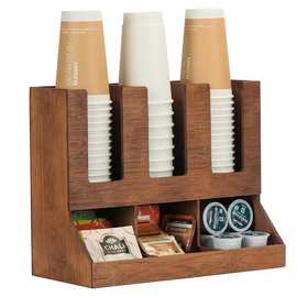 木质纸杯收纳架茶水间咖啡胶囊茶包整理盒多层一次性纸杯取杯架