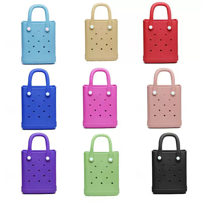 夏季新款女士手提包沙滩度假简约EVA果冻包防水迷你小号DIY洞洞包