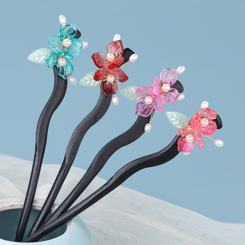Ancient style hairpins, black sandalwood hairpins wholesale, vintage wooden hairpins, new Chinese style high-end acetic acid hairpins, Hanfu headwear