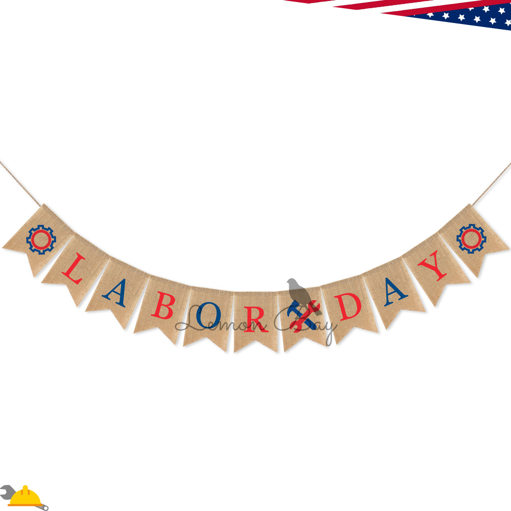 labor day 劳工节麻布拉旗 节日派对麻布横幅批发|ms