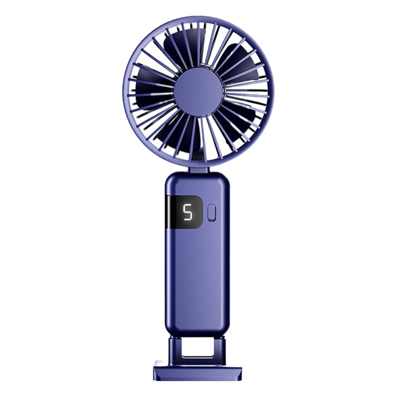 Ventilador de mano pequeño con cuello colgante de nuevo estilo 2025, ventilador plegable de mano con carga USB, ventilador silencioso portátil con pantalla digital.