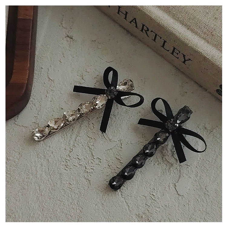 Retro hairgrip with bow, bangs, universal hairpins, hair accessory, french style