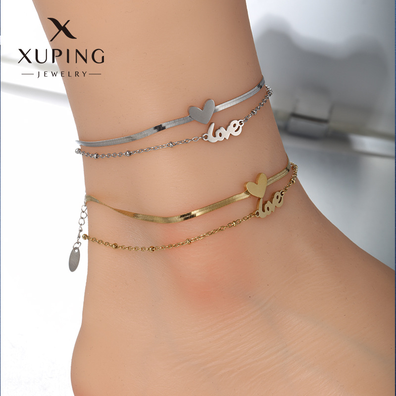 Xuping joyería nueva moda damas de verano de acero inoxidable doble mariposa correa de tobillo mujer Europa y América transfronteriza arena pie de viento