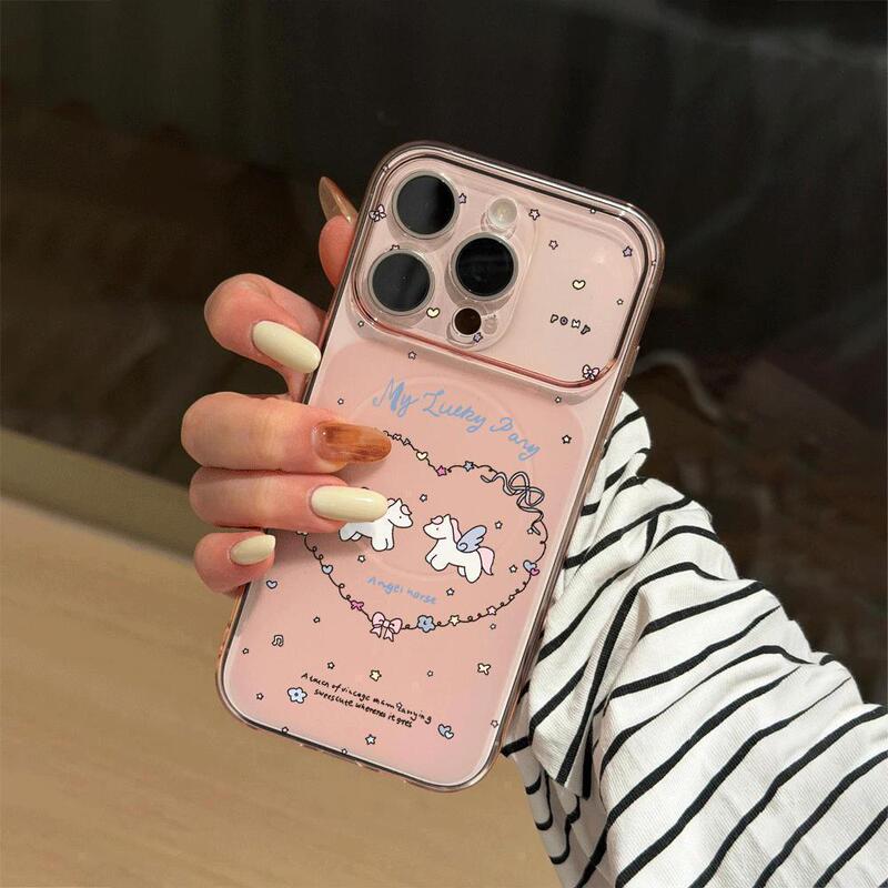 Angel Pony Instantly Transforms into 17 Magnetic Large Window Case Compatible with Apple 17 Pro Max Phone Case 16 Pro Pink 15 16