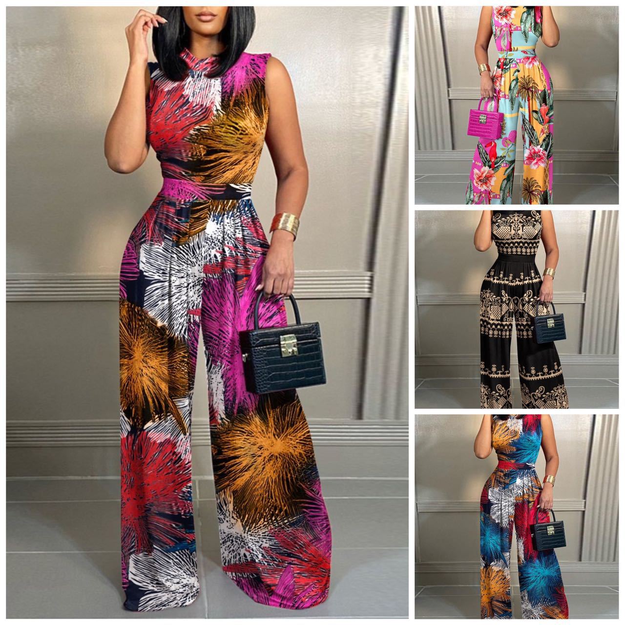 Zipper Design Casual Style Women'S Casual Street Jumpsuit Casual Printing Full Length Zipper