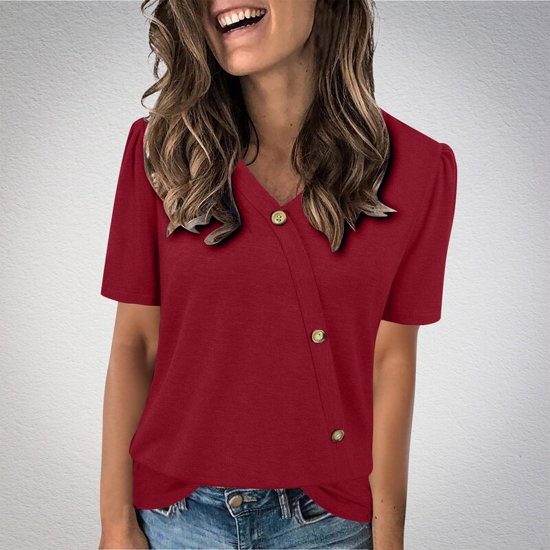 2026 Summer Button-Front Craft Large Size European and American Style Tops T-Shirts, See Pictures for Production Details, New Products in Stock, One-Piece Dropshipping