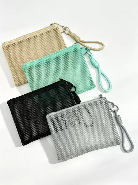 Cross-border best-selling new portable mesh makeup storage bag, travel travel pouch